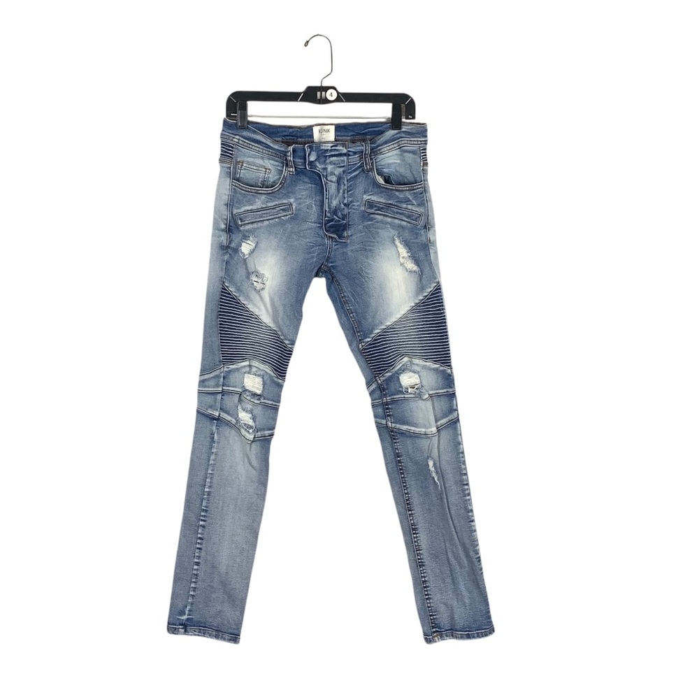Kdnk distressed skinny moto jeans size 32 men’s